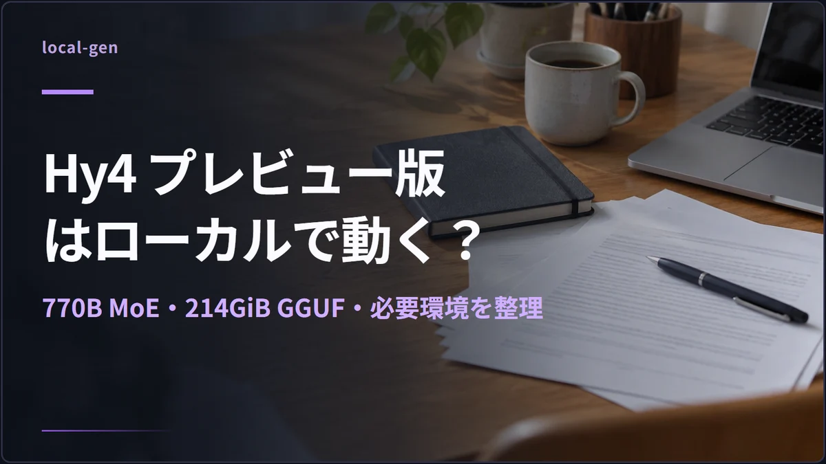 Hy4 プレビュー版はローカルで動く？ — 770B MoE・214GiB GGUF・必要環境を整理