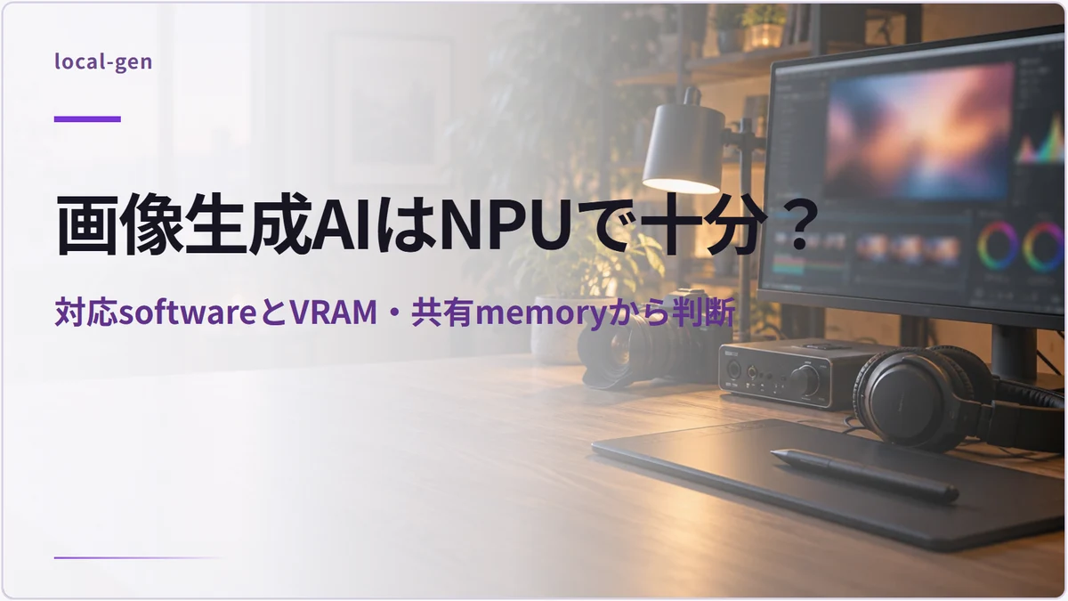 画像生成AIはNPUで十分？ — 対応softwareとVRAM・共有memoryから判断
