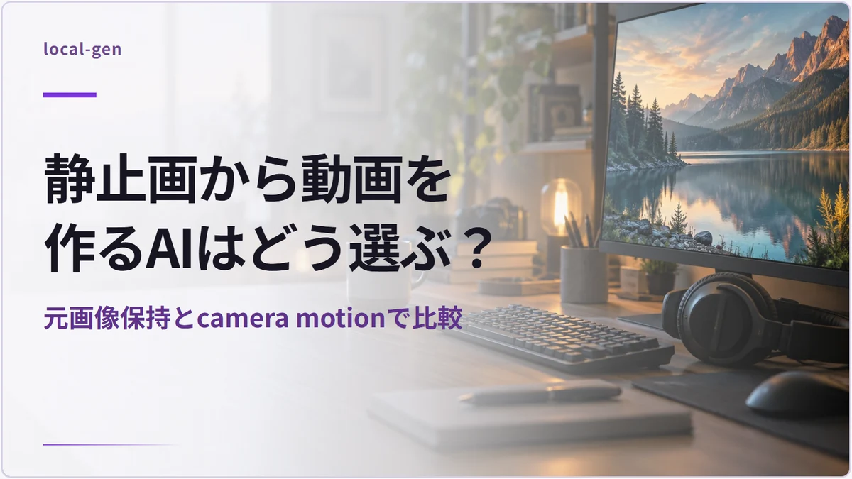 静止画から動画を作るAIはどう選ぶ？ — 元画像保持とcamera motionで比較