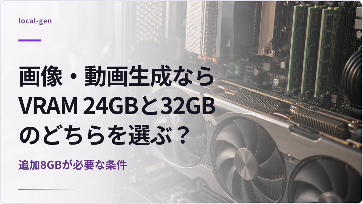 画像・動画生成ならVRAM 24GBと32GBのどちらを選ぶ？ — 追加8GBが必要な条件
