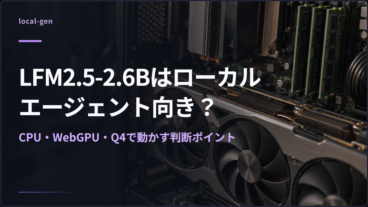 LFM2.5-2.6Bはローカルエージェント向き？ — CPU・WebGPU・Q4で動かす判断ポイント