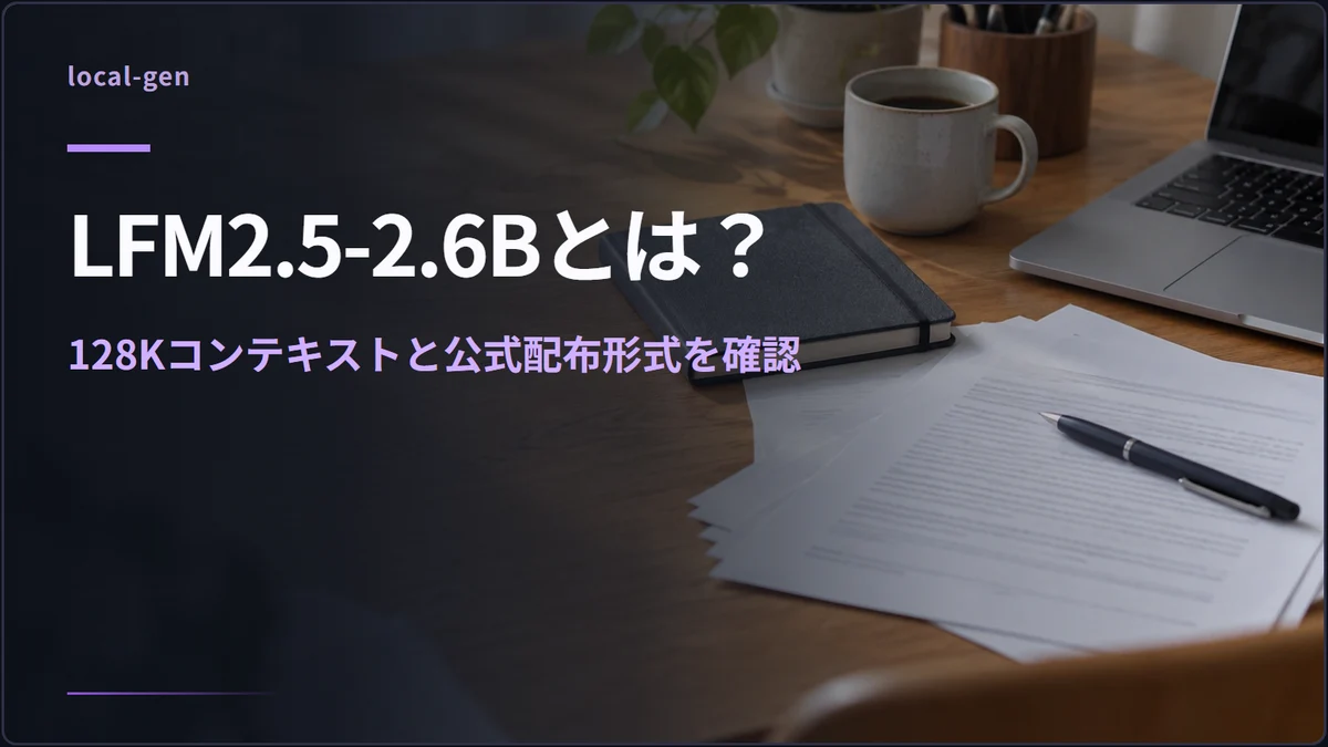 LFM2.5-2.6Bとは？ — 128Kコンテキストと公式配布形式を確認