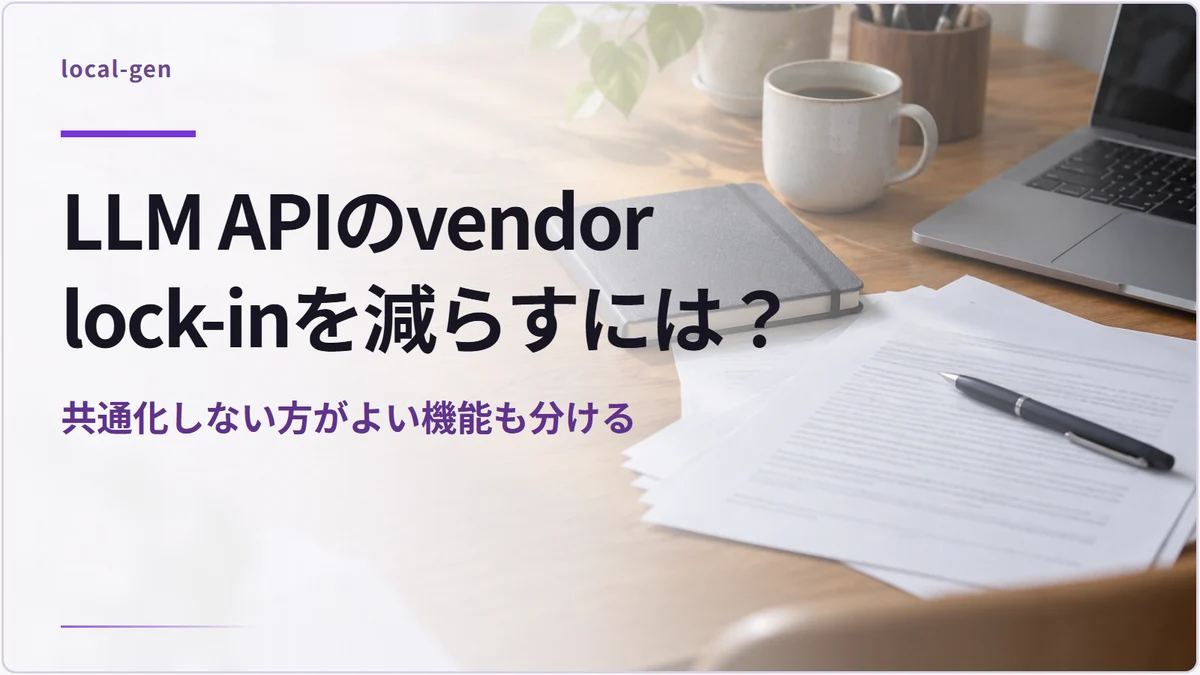 LLM APIのvendor lock-inを減らすには？ — 共通化しない方がよい機能も分ける