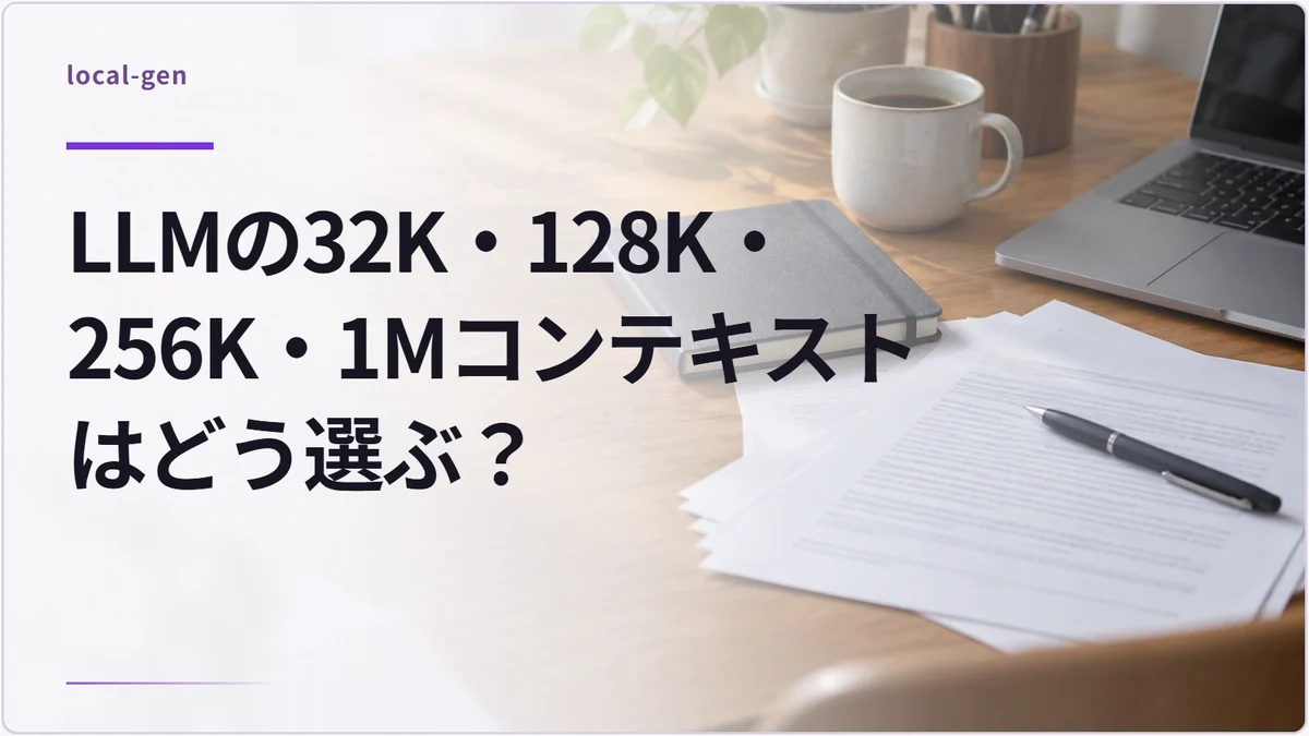 LLMの32K・128K・256K・1Mコンテキストはどう選ぶ？