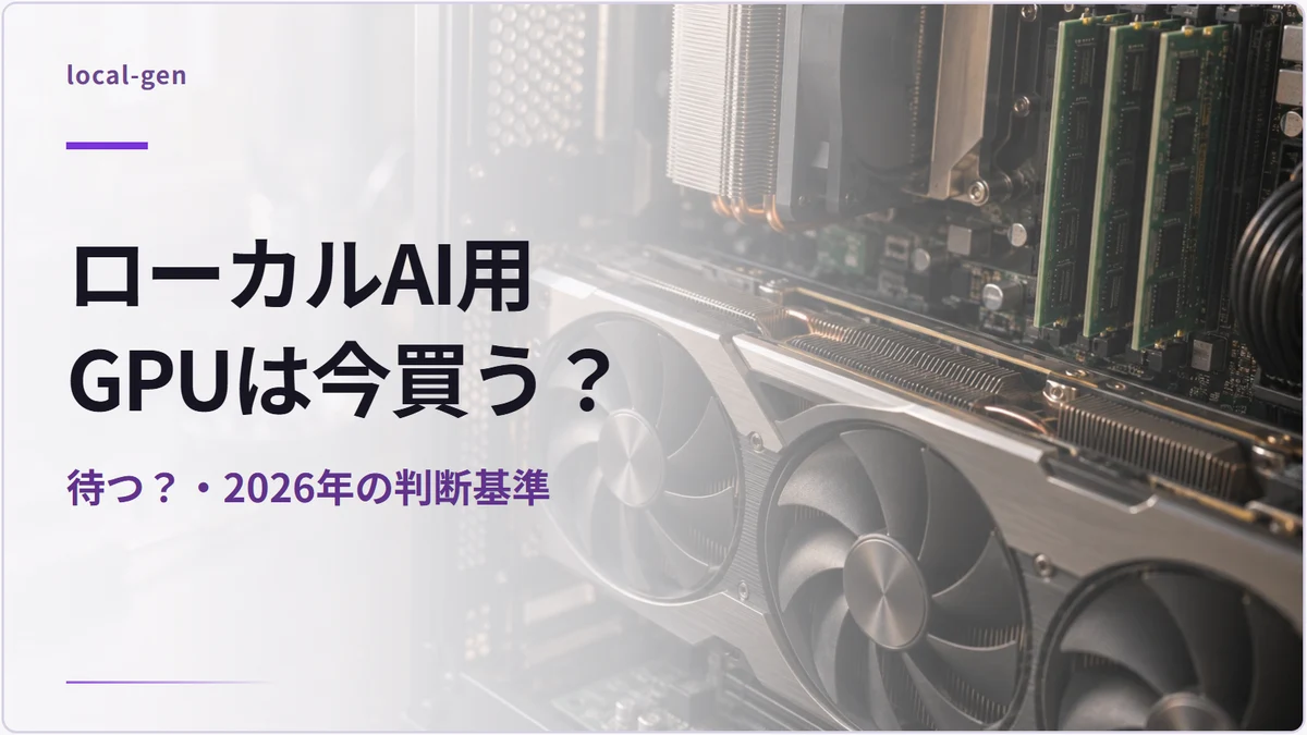 ローカルAI用GPUは今買う？ — 待つ？・2026年の判断基準