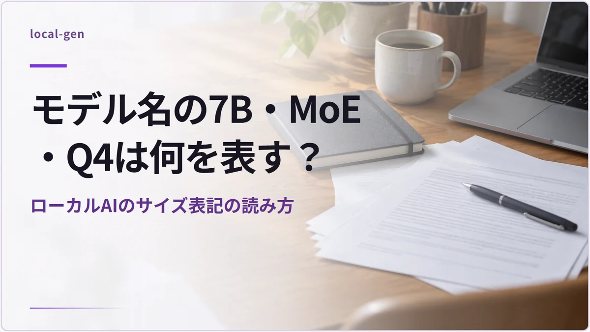 モデル名の7B・MoE・Q4は何を表す？ — ローカルAIのサイズ表記の読み方