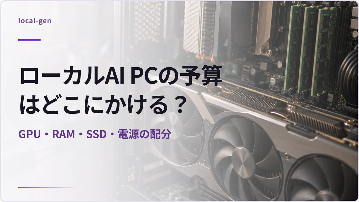 ローカルAI PCの予算はどこにかける？ — GPU・RAM・SSD・電源の配分