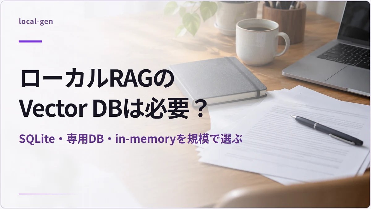 ローカルRAGのVector DBは必要？ — SQLite・専用DB・in-memoryを規模で選ぶ