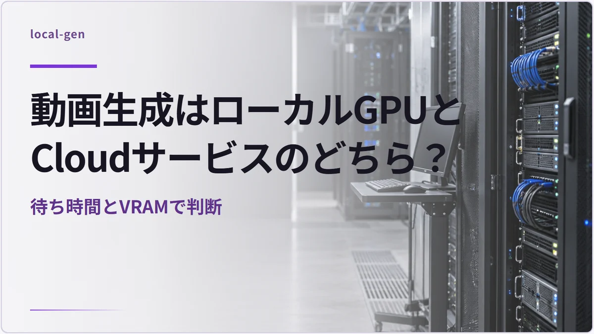 動画生成はローカルGPUとCloudサービスのどちら？ — 待ち時間とVRAMで判断
