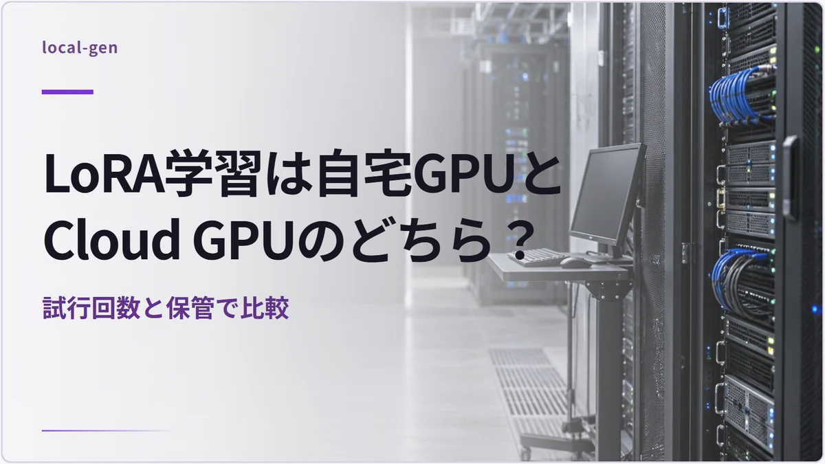 LoRA学習は自宅GPUとCloud GPUのどちら？ — 試行回数と保管で比較