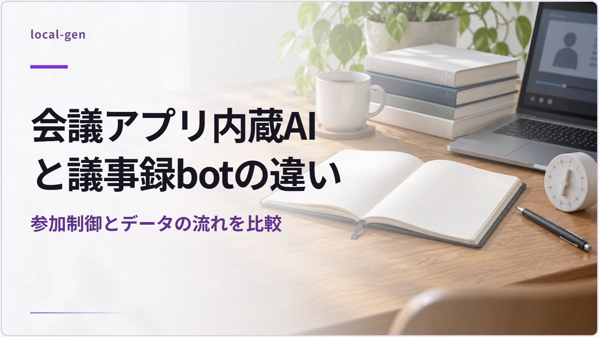 会議アプリ内蔵AIと議事録botの違い — 参加制御とデータの流れを比較