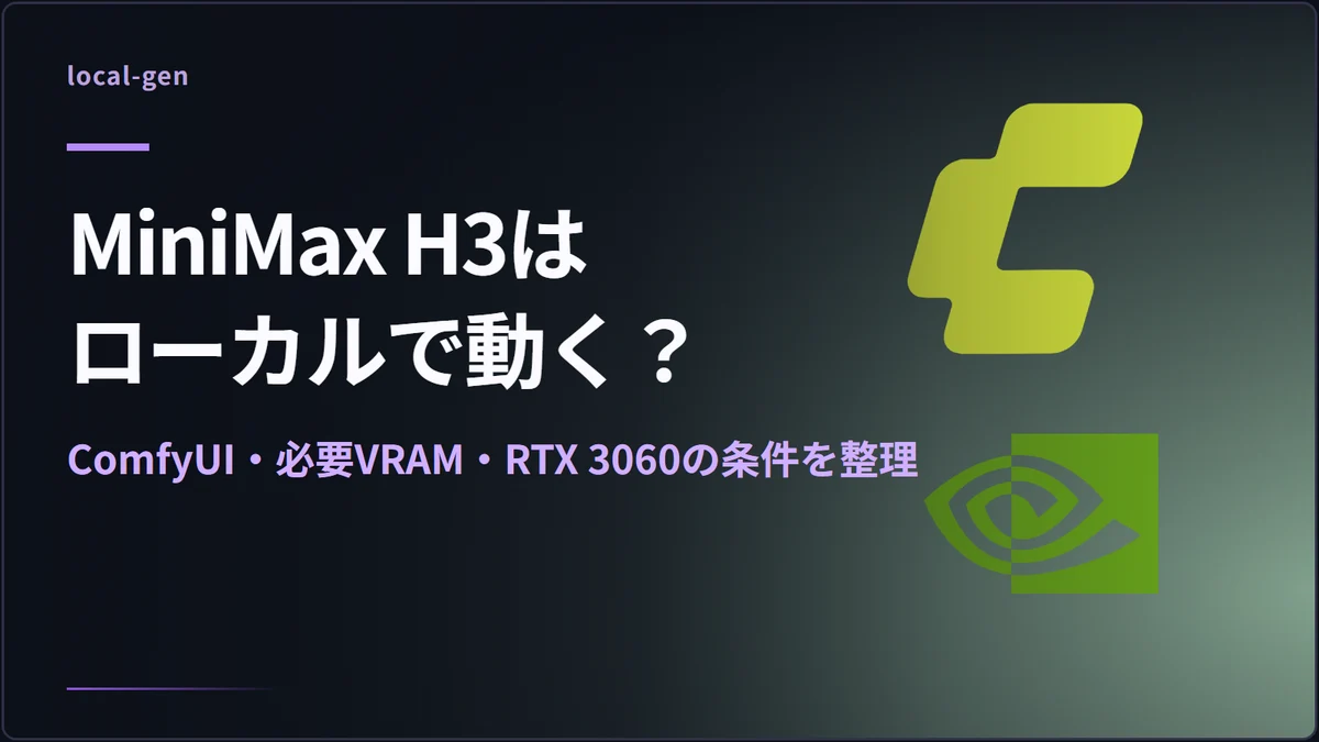 MiniMax H3はローカルで動く？ — ComfyUI・必要VRAM・RTX 3060の条件を整理