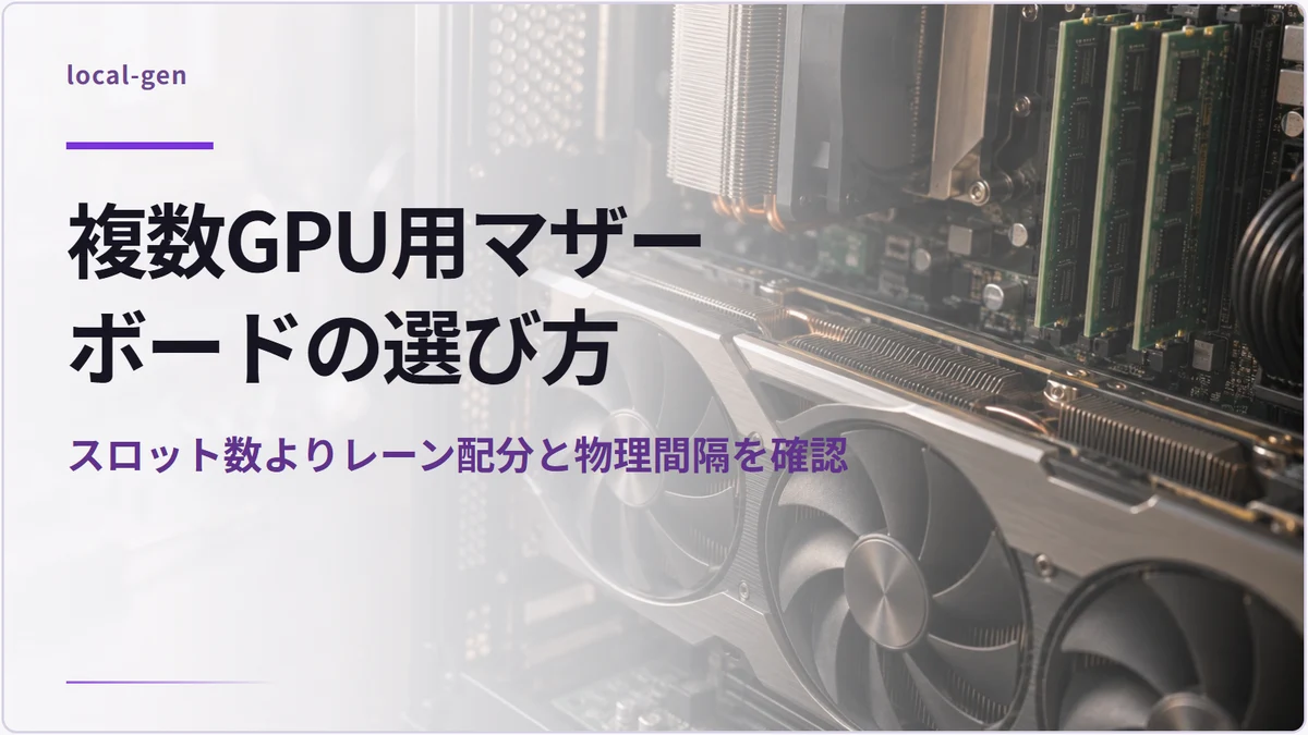 複数GPU用マザーボードの選び方 — スロット数よりレーン配分と物理間隔を確認