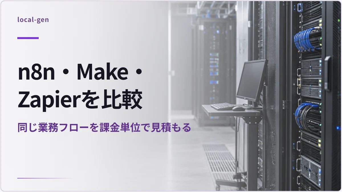 n8n・Make・Zapierを比較 — 同じ業務フローを課金単位で見積もる
