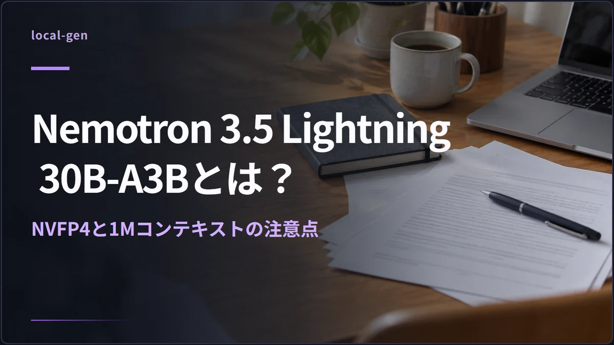 Nemotron 3.5 Lightning 30B-A3Bとは？ — NVFP4と1Mコンテキストの注意点