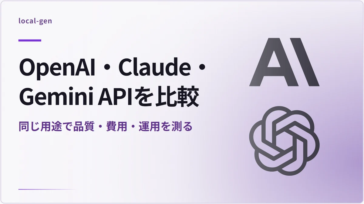 OpenAI・Claude・Gemini APIを比較 — 同じ用途で品質・費用・運用を測る