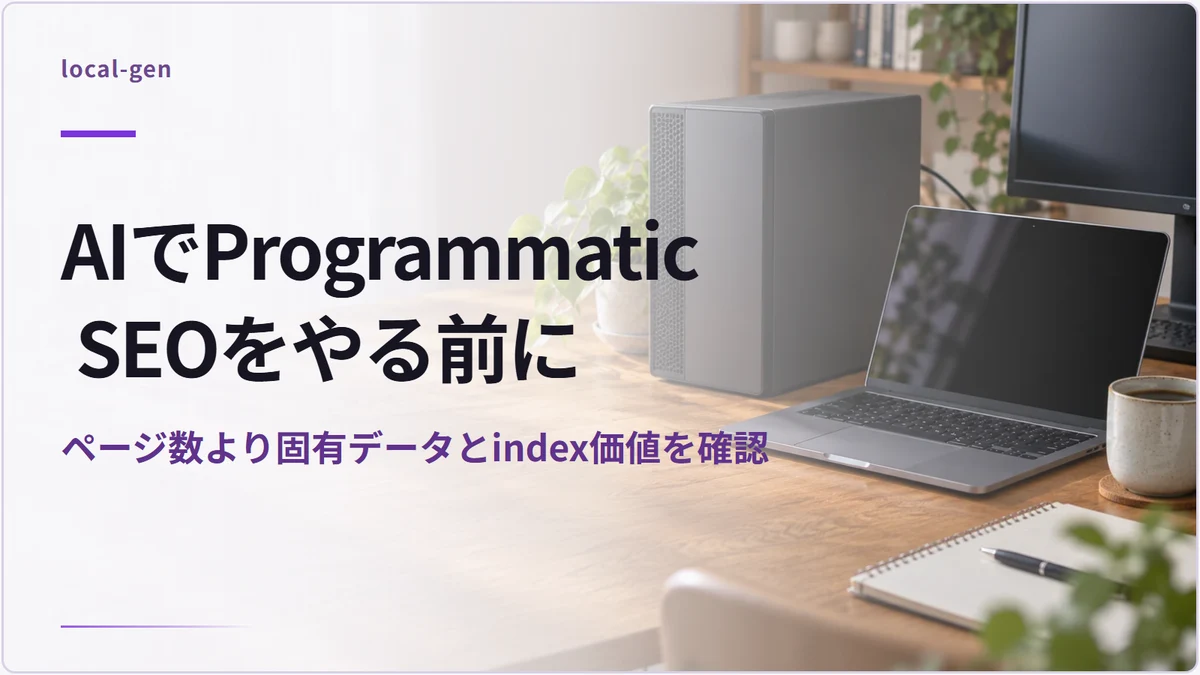 AIでProgrammatic SEOをやる前に — ページ数より固有データとindex価値を確認