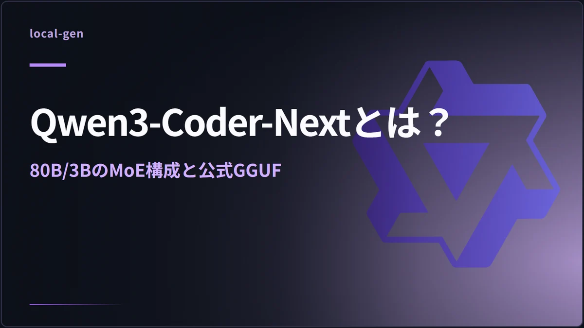 Qwen3-Coder-Nextとは？ — 80B/3BのMoE構成と公式GGUF
