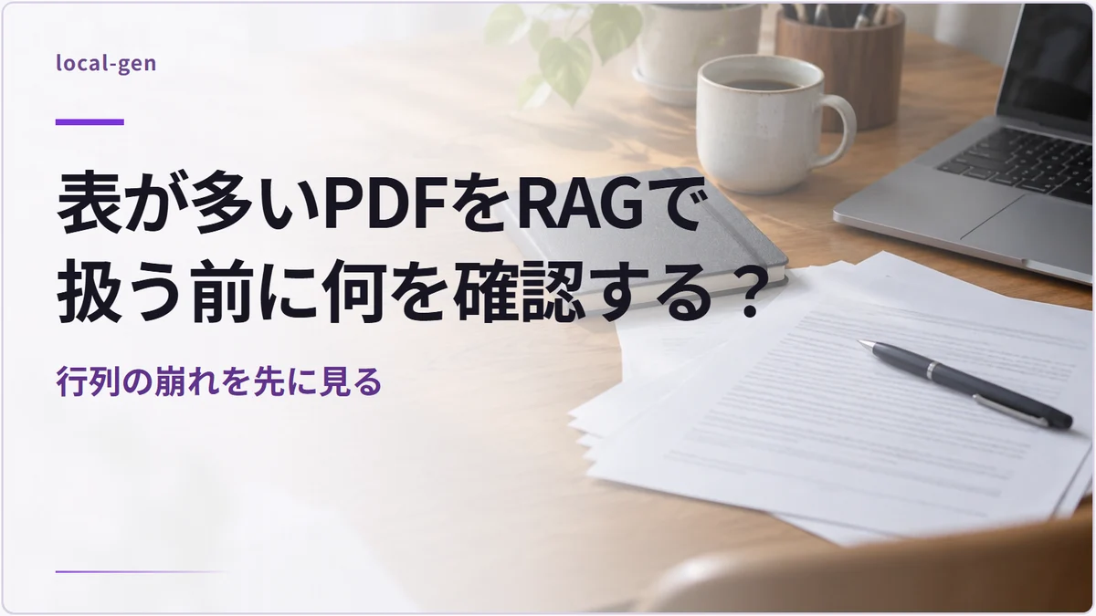 表が多いPDFをRAGで扱う前に何を確認する？ — 行列の崩れを先に見る