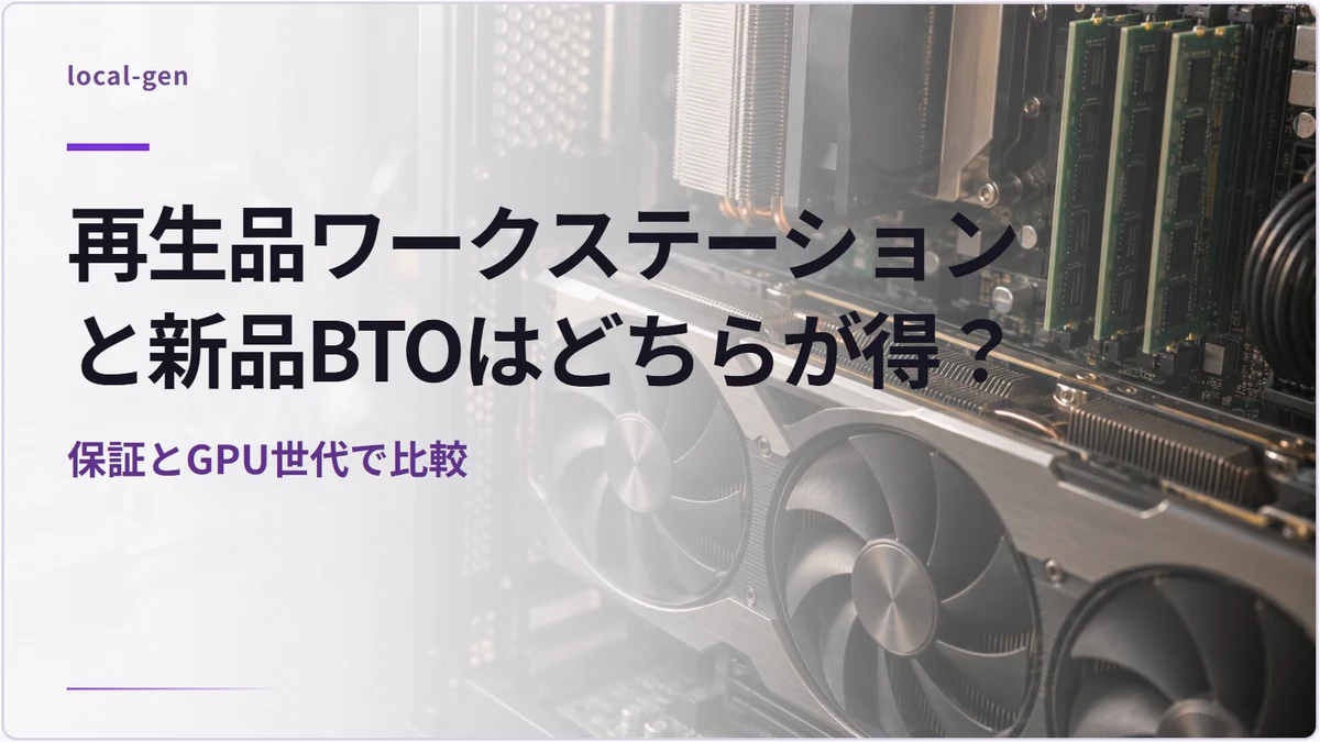 再生品ワークステーションと新品BTOはどちらが得？ — 保証とGPU世代で比較