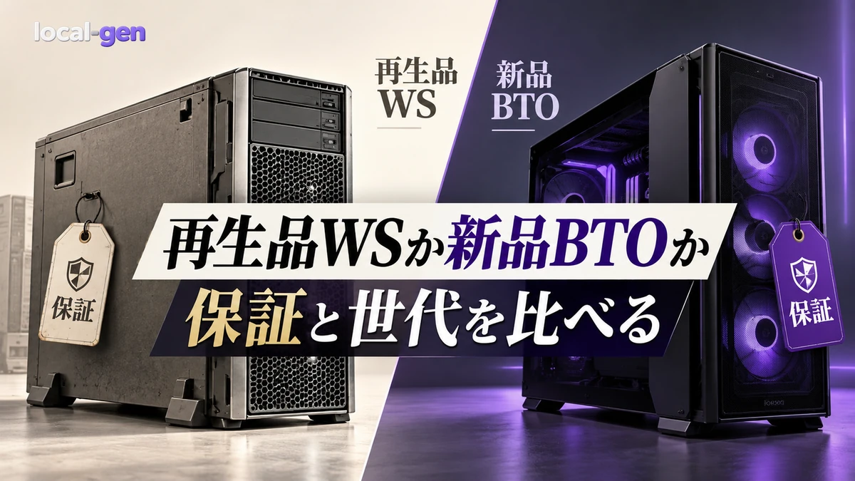 再生品ワークステーションと新品BTOはどちらが得？ — 保証とGPU世代で比較