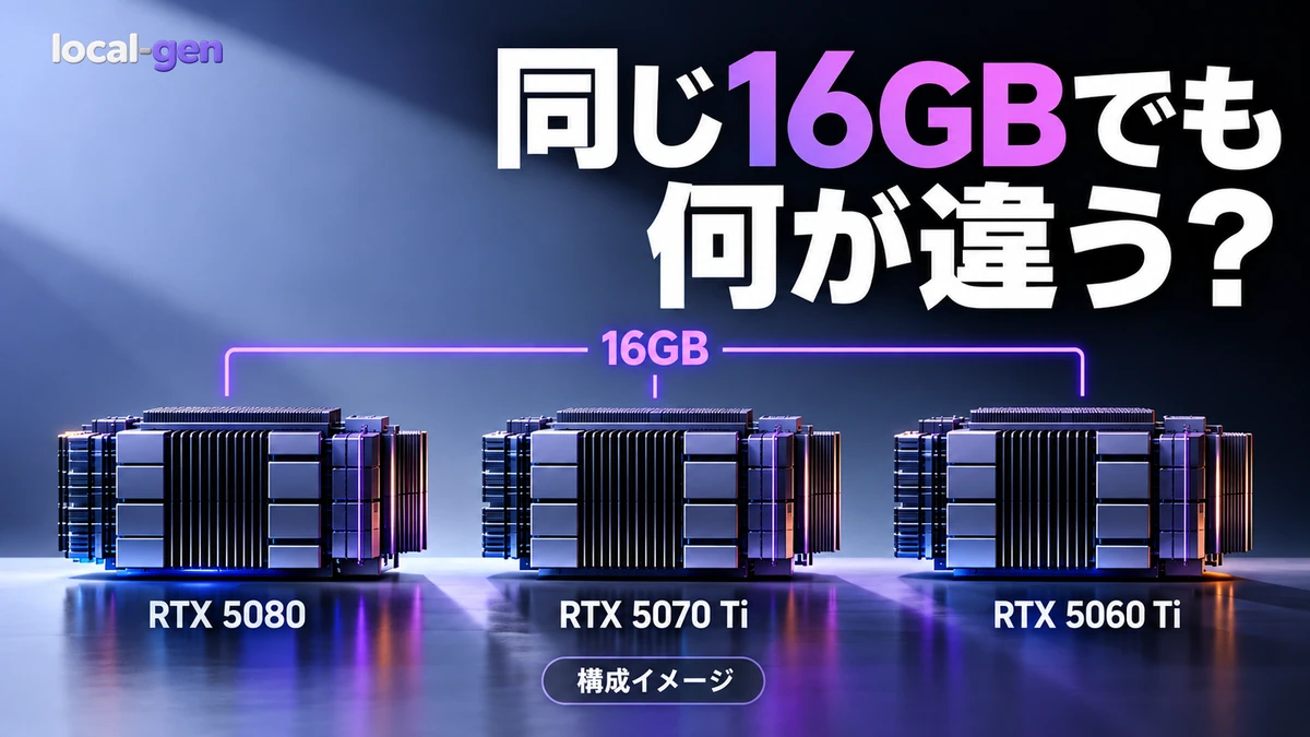 RTX 5080・5070 Ti・5060 Ti 16GBをローカルAI用途で比べる