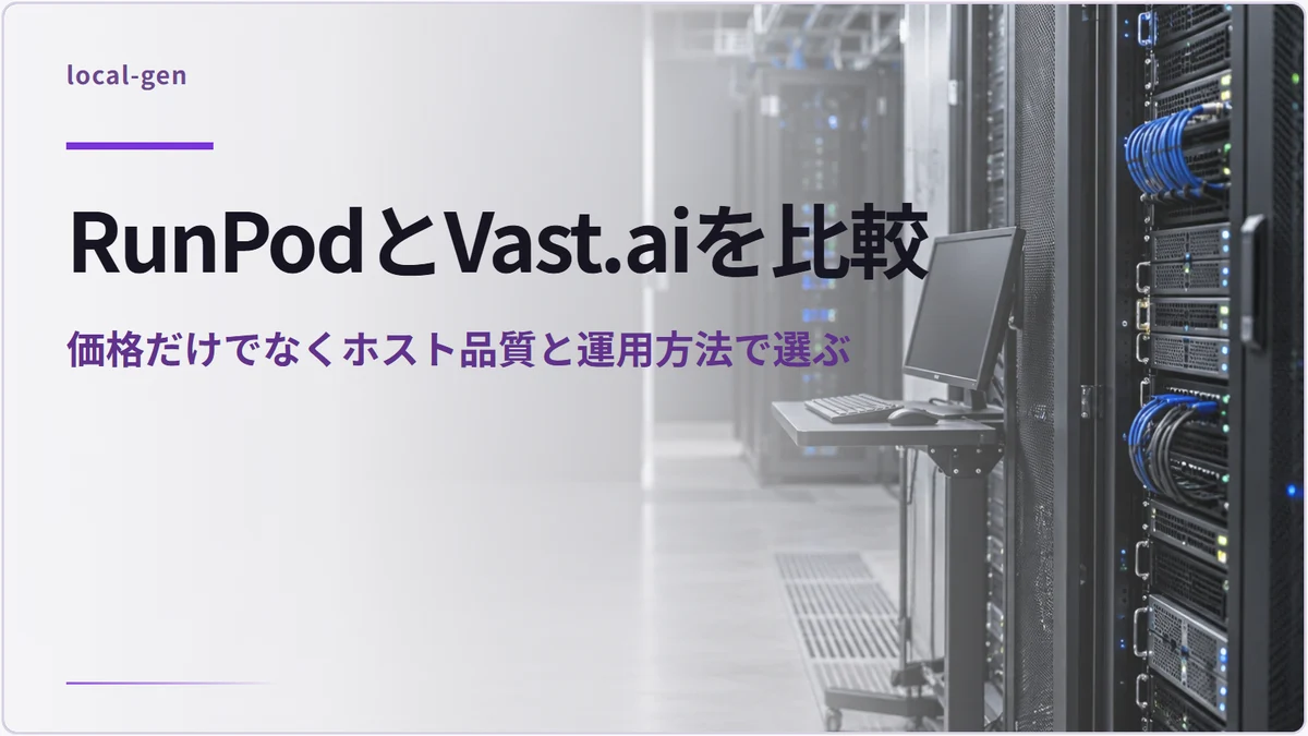 RunPodとVast.aiを比較 — 価格だけでなくホスト品質と運用方法で選ぶ