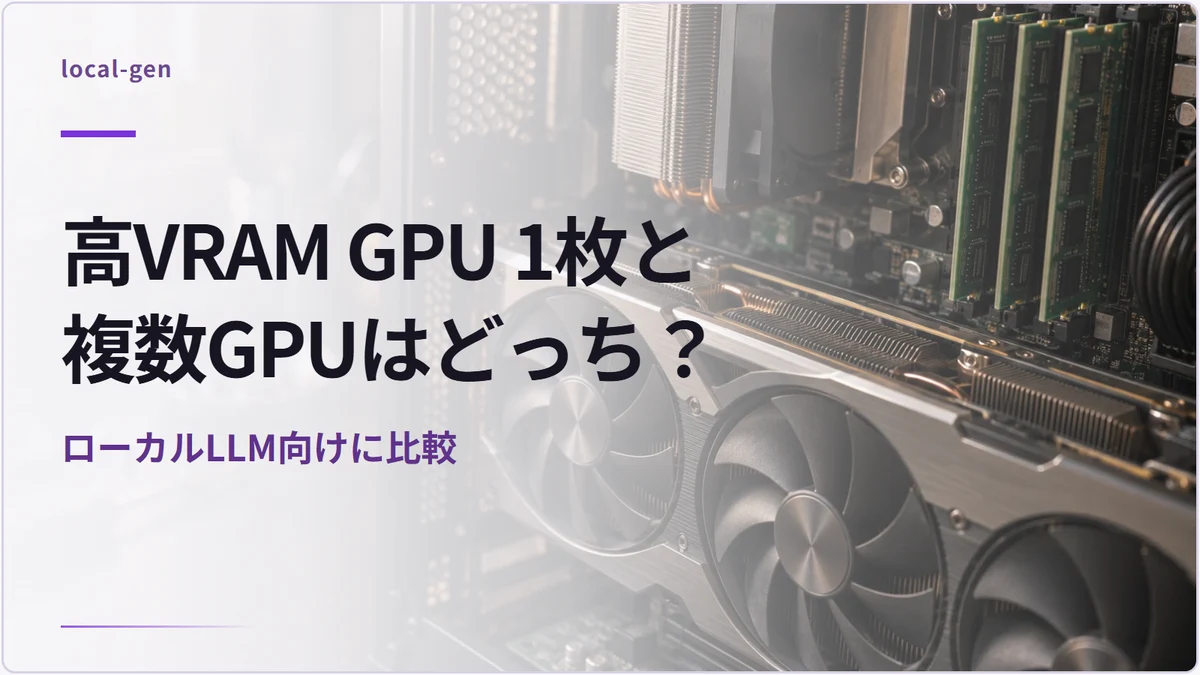 高VRAM GPU 1枚と複数GPUはどっち？ — ローカルLLM向けに比較