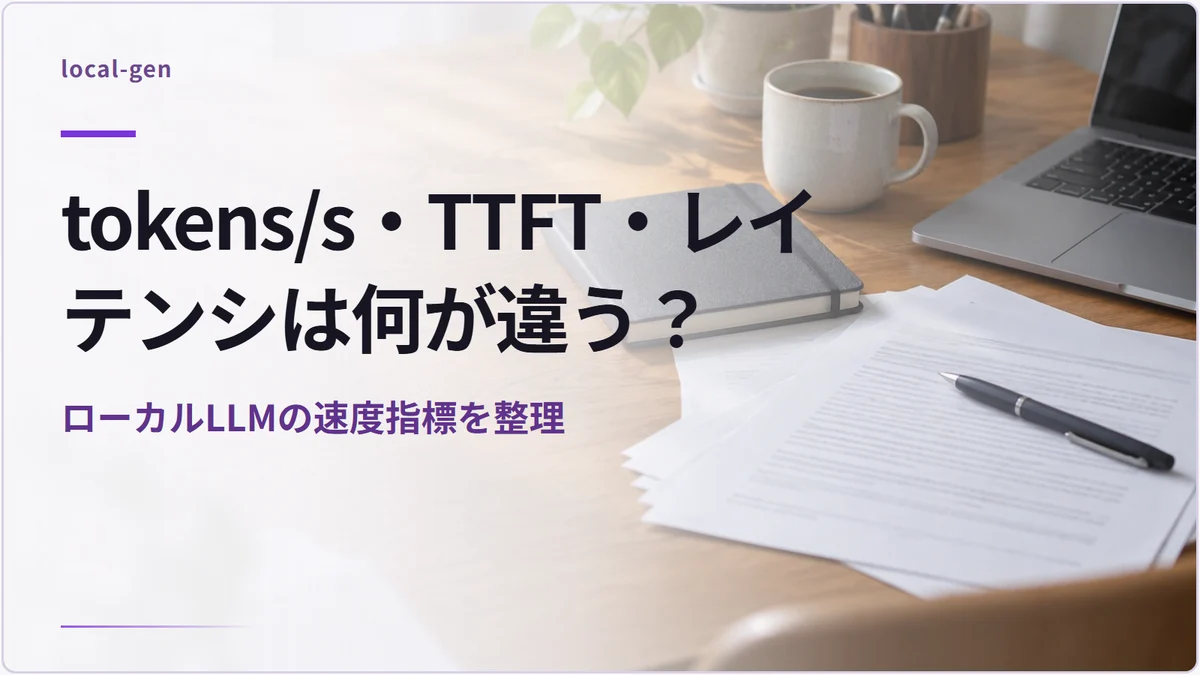 tokens/s・TTFT・レイテンシは何が違う？ — ローカルLLMの速度指標を整理