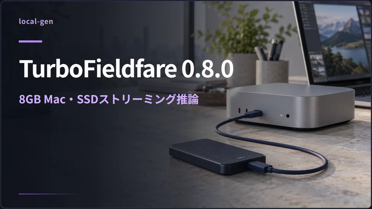 TurboFieldfare 0.8.0 — 8GB Mac・SSDストリーミング推論
