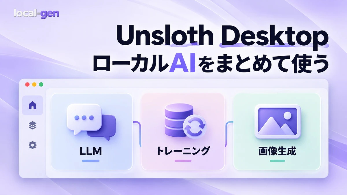 Unsloth Desktop — LLM・画像生成・学習を1つのUIで