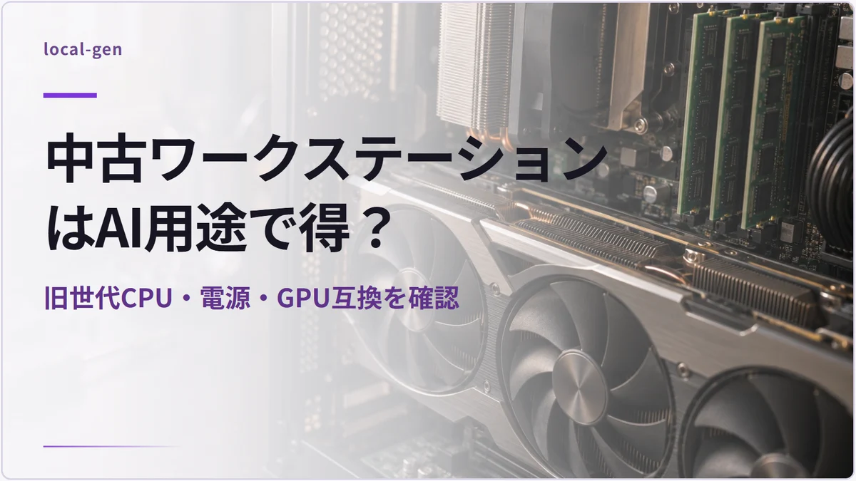 中古ワークステーションはAI用途で得？ — 旧世代CPU・電源・GPU互換を確認