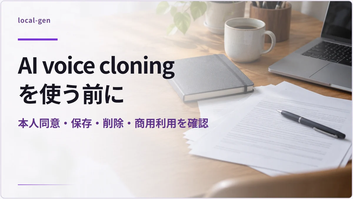 AI voice cloningを使う前に — 本人同意・保存・削除・商用利用を確認