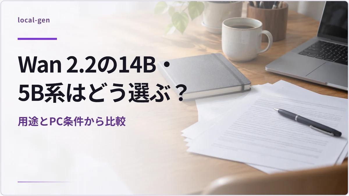 Wan 2.2の14B・5B系はどう選ぶ？ — 用途とPC条件から比較