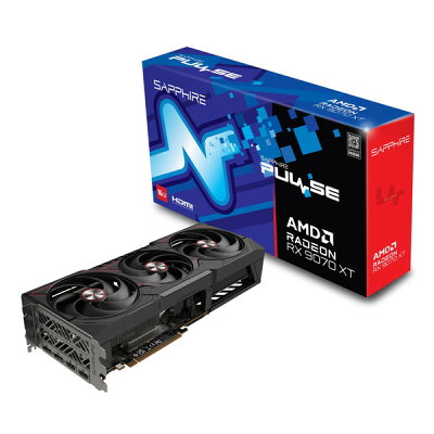 PULSE AMD Radeon RX 9070 XT GPU product image with its retail box.
